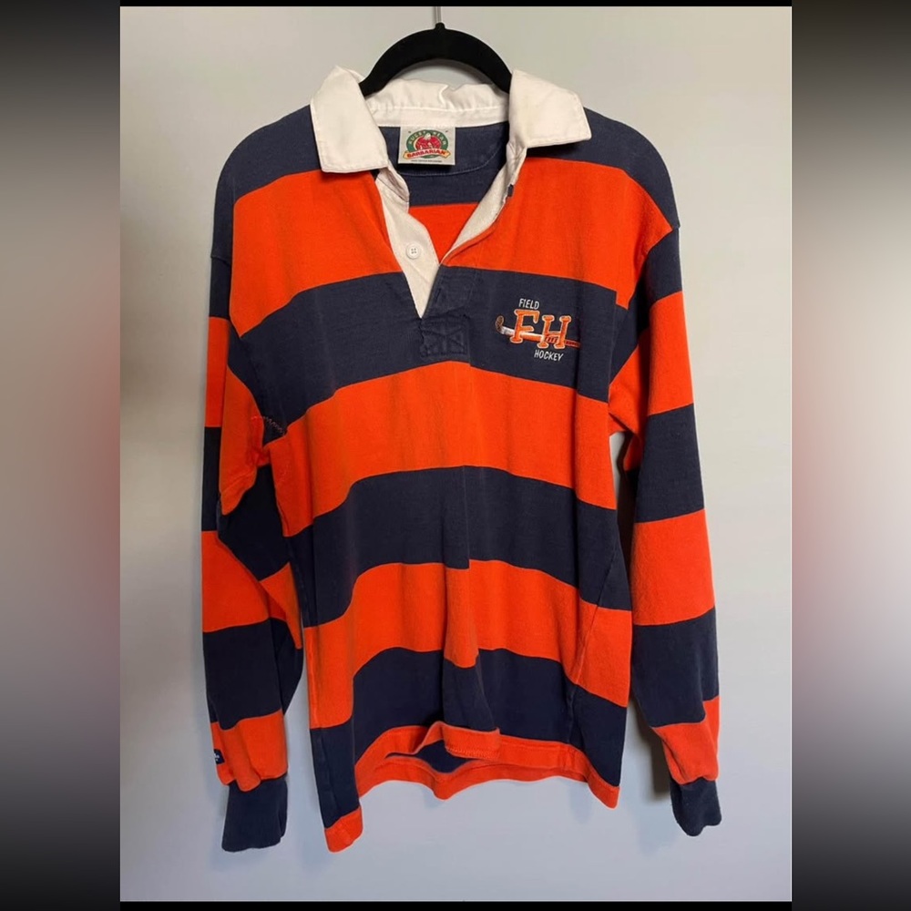 Field Hockey Striped Sweater - Orange and Black small
